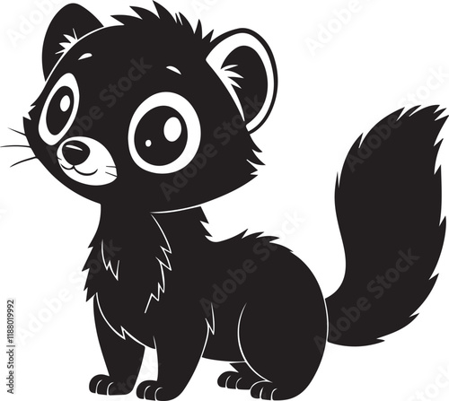 A cute ferret kawi silhouette chibi vector and illustration design using black color. photo