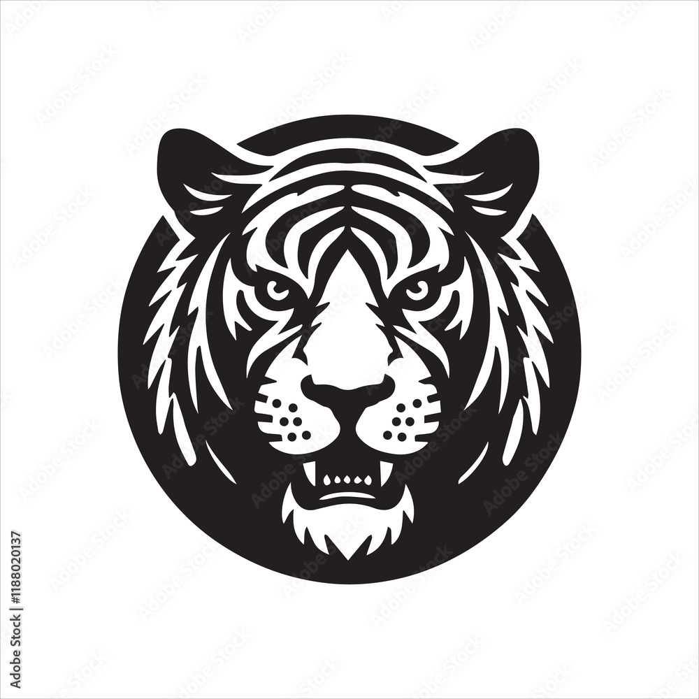 Obraz premium head of tiger silhouette vector illustration
