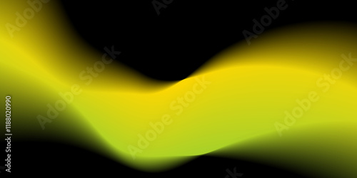Abstract yellow and green gradient wave on a dark background for design
