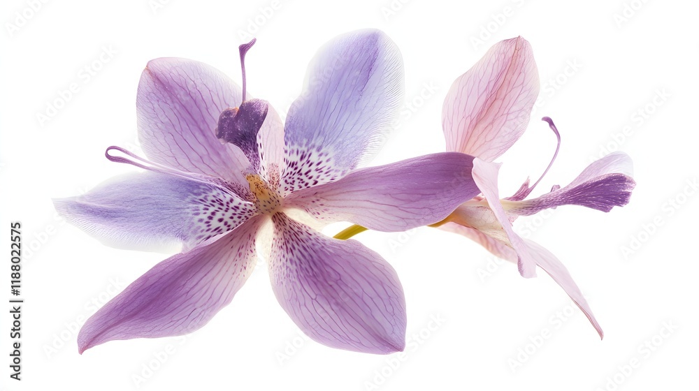Fototapeta premium Delicate Lavender Orchids Isolated on White Background