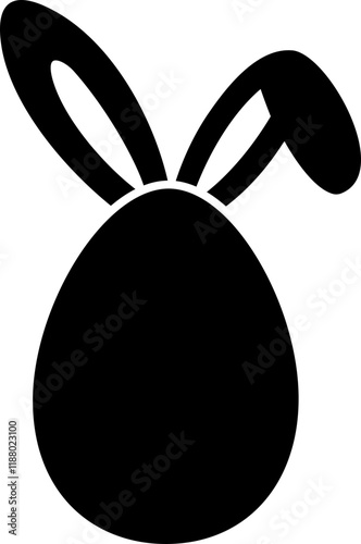 Easter eggs with Cute bunny ears silhouette Isolated.
Simple shaped Easter eggs decorated with bunny ears silhouette. 
Transparent background.