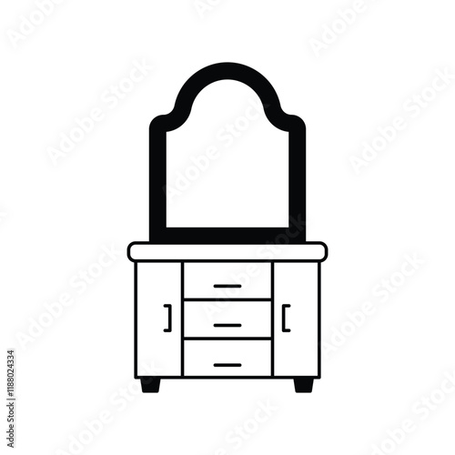 dressser glyph outline icon with white background vector stock illustration