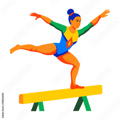 A flat illustration of gymnastics girl