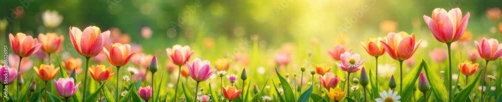 Soft petals of summer blooms spill over the meadow's edge seamlessly , flowers, gentle Soft petals of summer blooms spill over the meadow's edge seamlessly , flowers, gentle