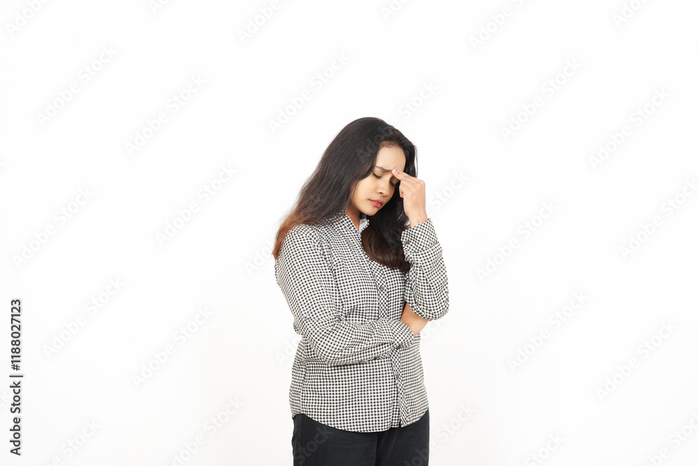 Hand on Head, Suffering Headache Of Beautiful Asian Woman Isolated On White Background Hand on Head, Suffering Headache Of Beautiful Asian Woman Isolated On White Background