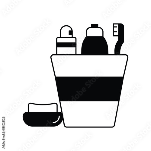 toiletries glyph outline icon with white background vector stock illustration