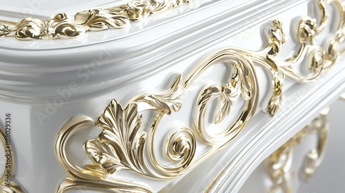 Elegant White and Gold Ornate Furniture Detail photo