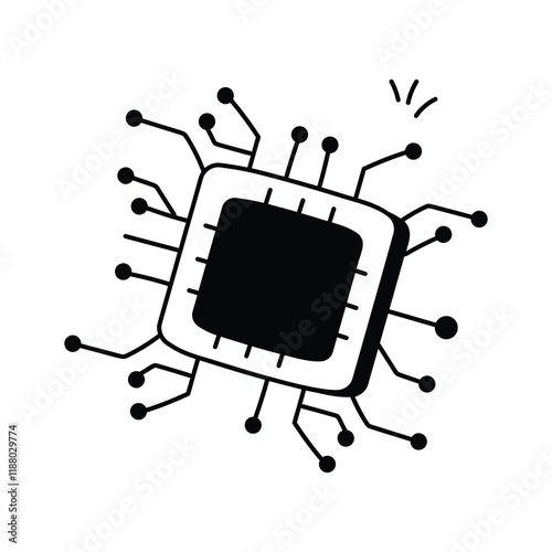 Grab this amazing icon of processor chip in modern style