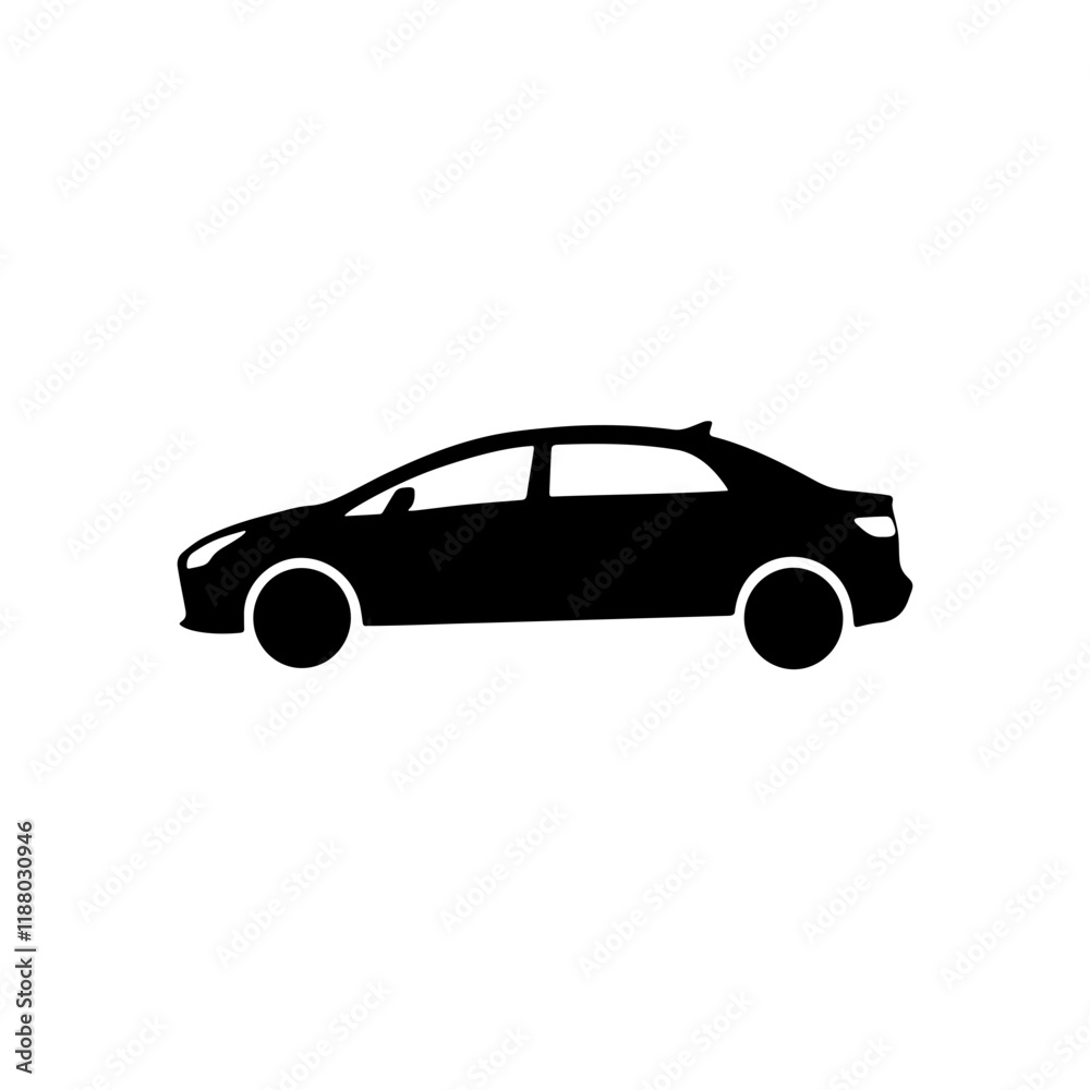 Fototapeta premium A small private car icon on white background