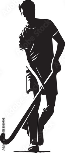 Man Field hockey player silhouette vector