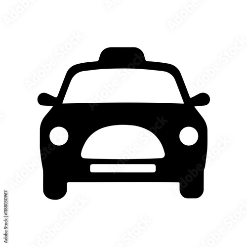 A private taxi car silhouette on white background