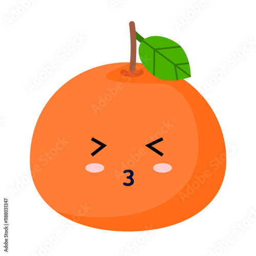 orange mascot character illustration pouty expression