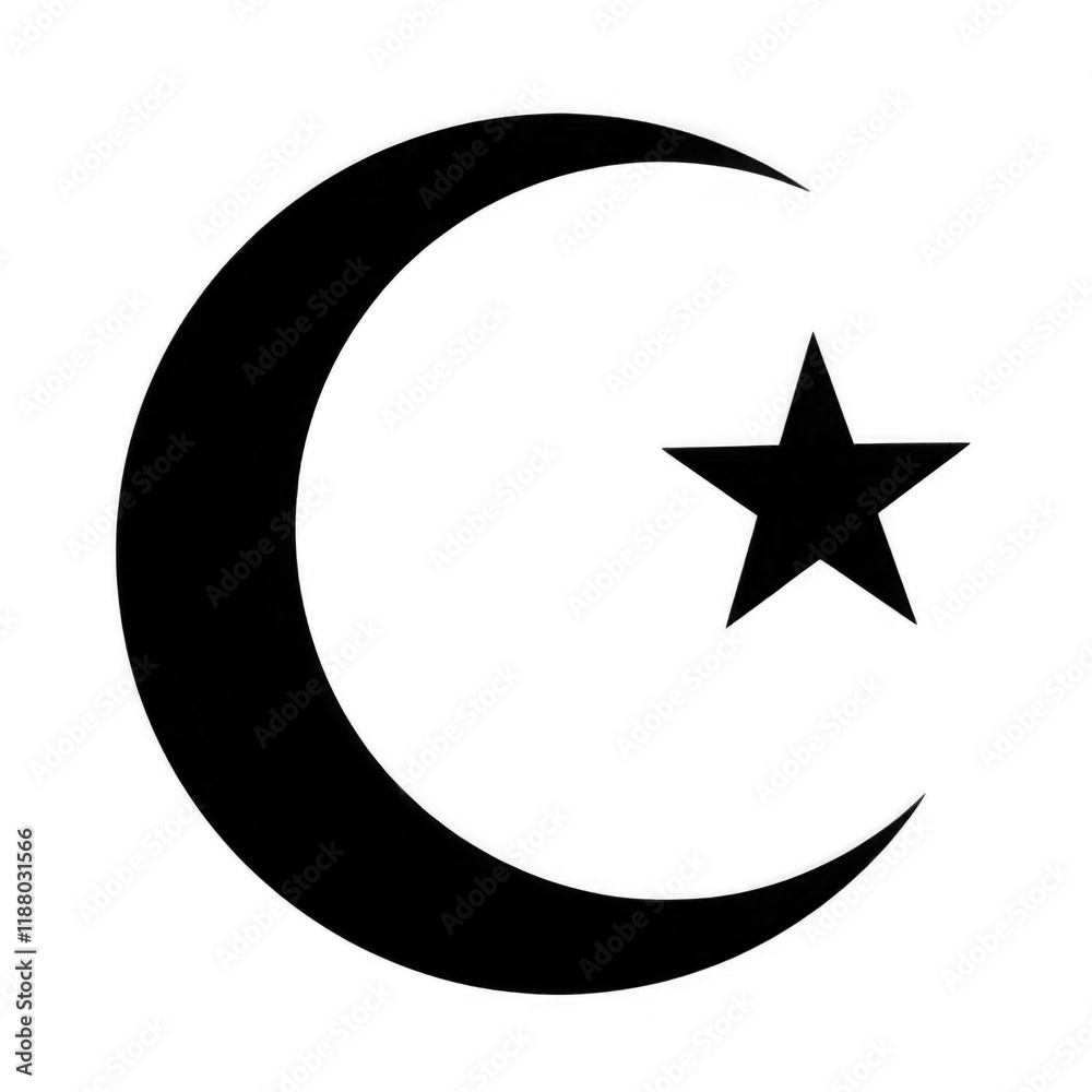 Silhouette of Crescent Moon and Star Night Sky Graphic Art Calm Atmosphere Artistic Perspective Cultural Symbolism Silhouette of Crescent Moon and Star Night Sky Graphic Art Calm Atmosphere Artistic Perspective Cultural Symbolism