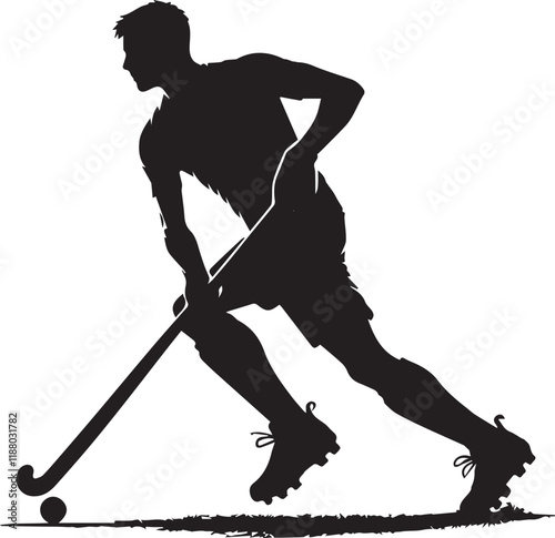 Man Field hockey player silhouette vector