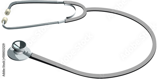 Stethoscope, Clinical Healthcare Tool, Medical Equipment for Emergency, Surgery, Cardiac Treatment, 3D Illustration of Diagnostic Instruments, Heart Care