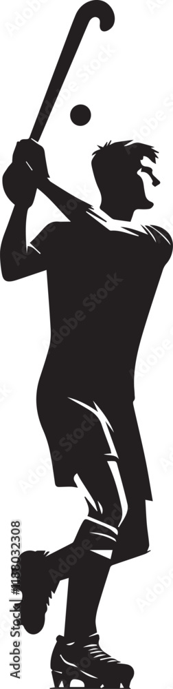 Man Field hockey player silhouette vector Man Field hockey player silhouette vector