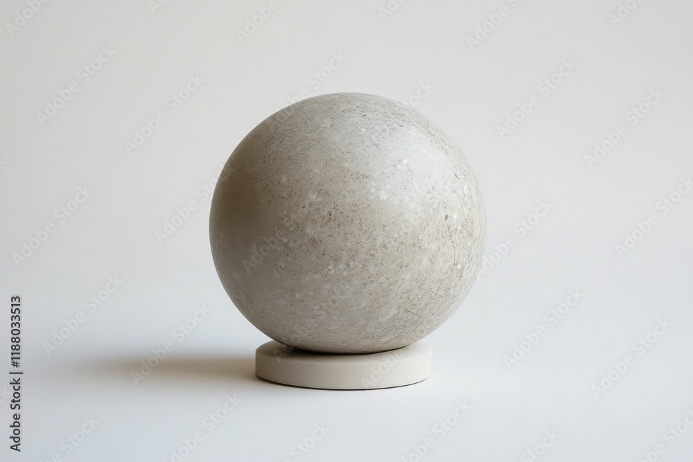 Minimalist white stone sphere on a clean background Minimalist white stone sphere on a clean background