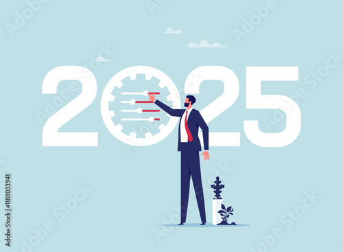 Adjust strategy to cope with changing market conditions in 2025. leadership skills to analyze or optimize work for future success. Businessmen or investors adjust their investment plan