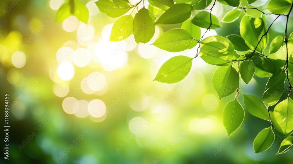 A leafy tree with a bright green color and sunlight shining on it A leafy tree with a bright green color and sunlight shining on it