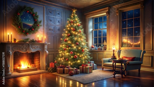 fireplace decorated for christmas