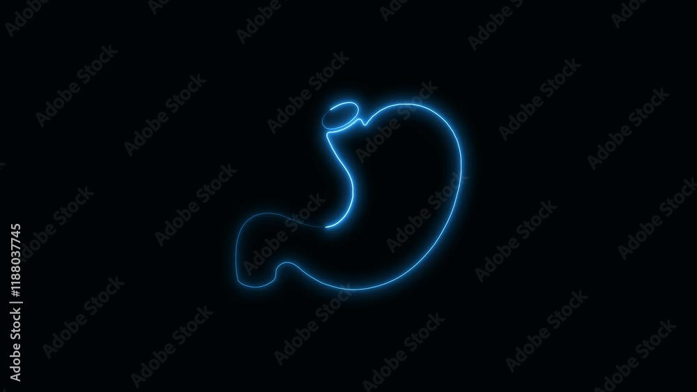 Glowing Neon Digestion Icon, Symbol of Health and Biological Process, HD Video Motion Graphic Animation on Black Background Glowing Neon Digestion Icon, Symbol of Health and Biological Process, HD Video Motion Graphic Animation on Black Background