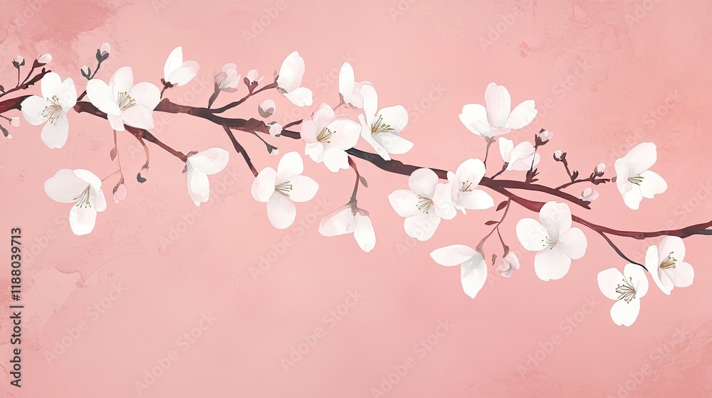 Fototapeta premium Pink and white cherry blossom Japanese sakura background