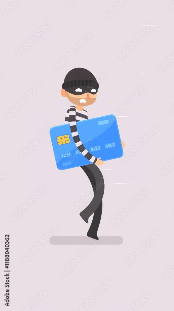 2d animation of a thief walking away with stolen credit card 2d animation of a thief walking away with stolen credit card