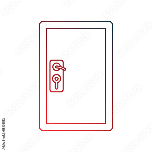 door lock gradient outline icon with white background vector stock illustration