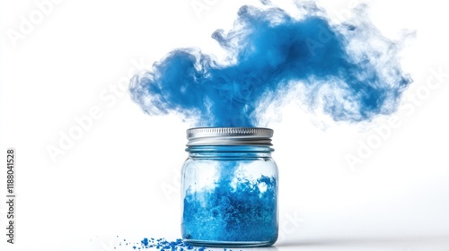 Ethereal Blue: A Mesmerizing Visual of Dye Rising from a Jar