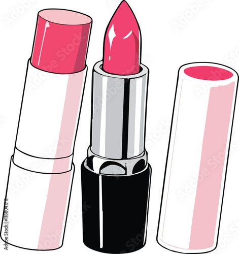 Stylish Pink Lipstick Sticker Designs
Vibrant Beauty Cosmetic Vector Art
Glossy Pink Lipstick Vector Themes