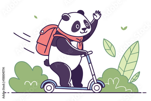 panda bear on scooter