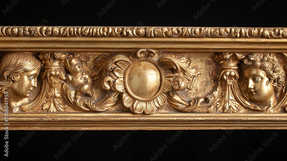 Gilded Rococo Mantelpiece Detail: Intricate Carving and Gold Leaf Gilded Rococo Mantelpiece Detail: Intricate Carving and Gold Leaf