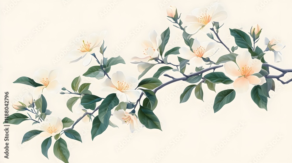 Fototapeta premium Delicate White Blossoms Branching Out Gracefully