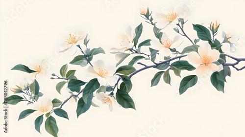 Delicate White Blossoms Branching Out Gracefully