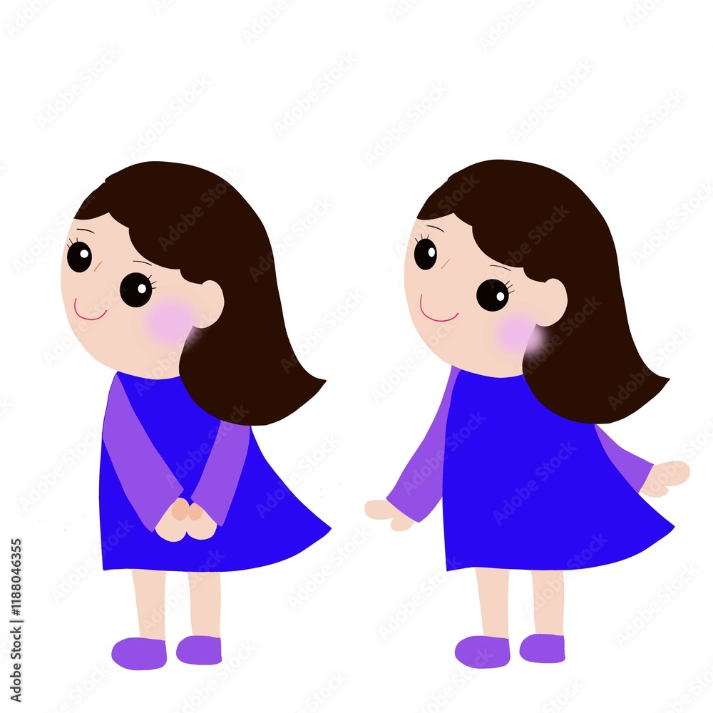 振り向く女の子のイラストセット
振り向く女の子のイラストセット