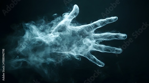 A spectral hand emerges from ethereal smoke