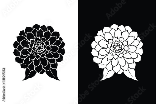 Marigold Vector Icon. Isolated Floral Silhouette for Design and Illustration photo