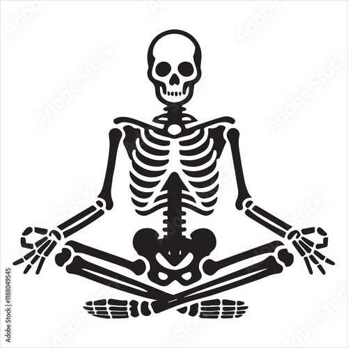 Yogi with Skull Clipart Sublimation - Skeleton Yoga illustration Vector