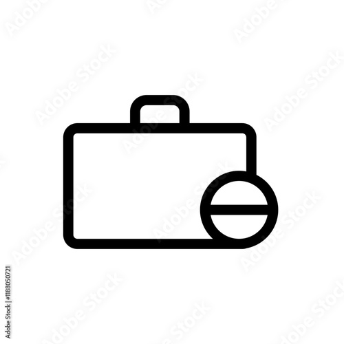 Suitcase with a minus symbol, representing additional luggage, expanded storage, or extra travel 