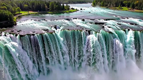 Spectacular Aerial View of Iguassu Falls: One of the Seven Natural Wonders of the World in Foz do Iguaçu, Brazil, Captured in Stunning 4K from a Helicopter