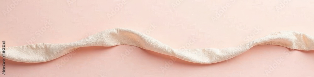 Fototapeta premium Thin linen rope loosely draped on a pale surface , aesthetic, minimal