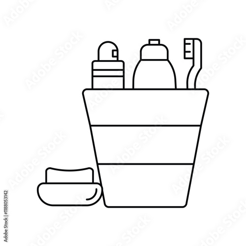 toiletries lineal icon with white background vector stock illustration