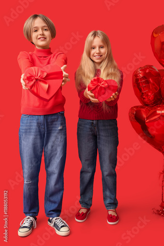 Little children with gifts ...