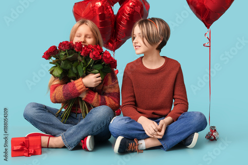 Little children with roses ...