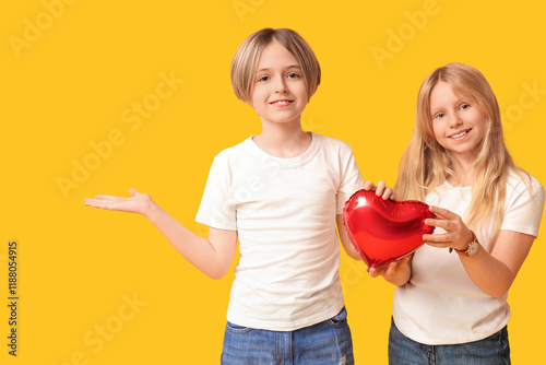 Little children with heart-...