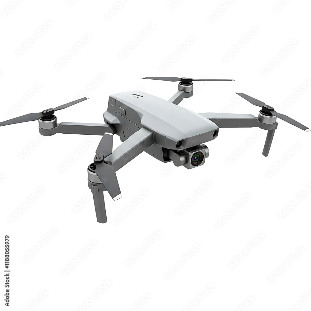 Silver Drone with Propellers, Aerial Photography, Technology Silver Drone with Propellers, Aerial Photography, Technology