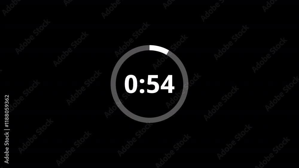 One minute countdown timer animation from 60 seconds to 0 seconds , 1 minute countdown timer on a transparent background. One minute countdown timer animation from 60 seconds to 0 seconds , 1 minute countdown timer on a transparent background.