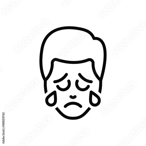 Black line icon for pensive