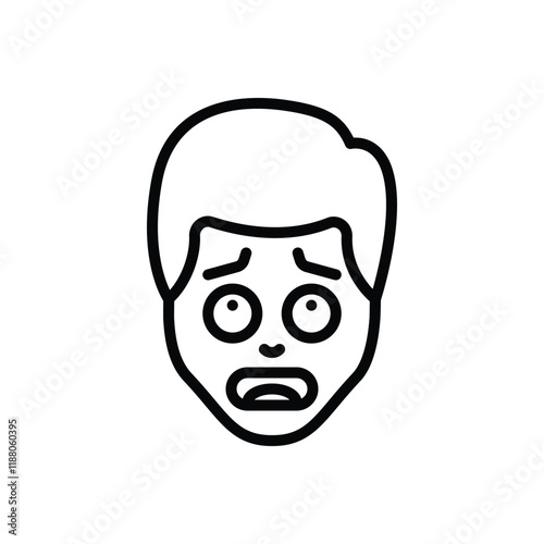 Black line icon for anxious