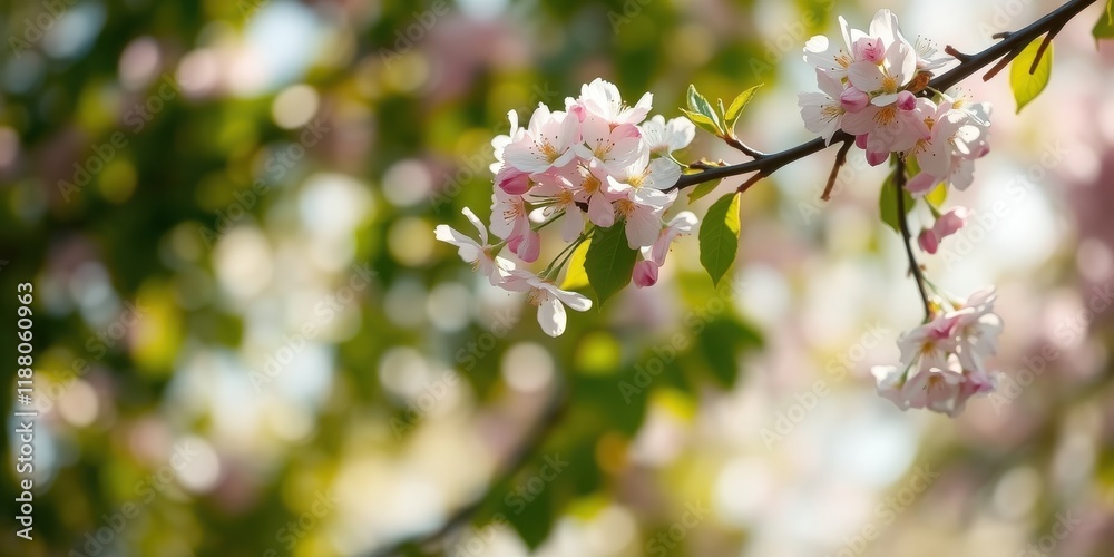 Delicate pink blossoms on a branch, softly illuminated by the sun, with a backdrop of blurred green foliage and a gentle, dreamy ambiance. Delicate pink blossoms on a branch, softly illuminated by the sun, with a backdrop of blurred green foliage and a gentle, dreamy ambiance.